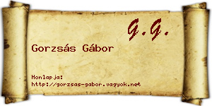 Gorzsás Gábor névjegykártya