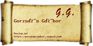 Gorzsás Gábor névjegykártya
